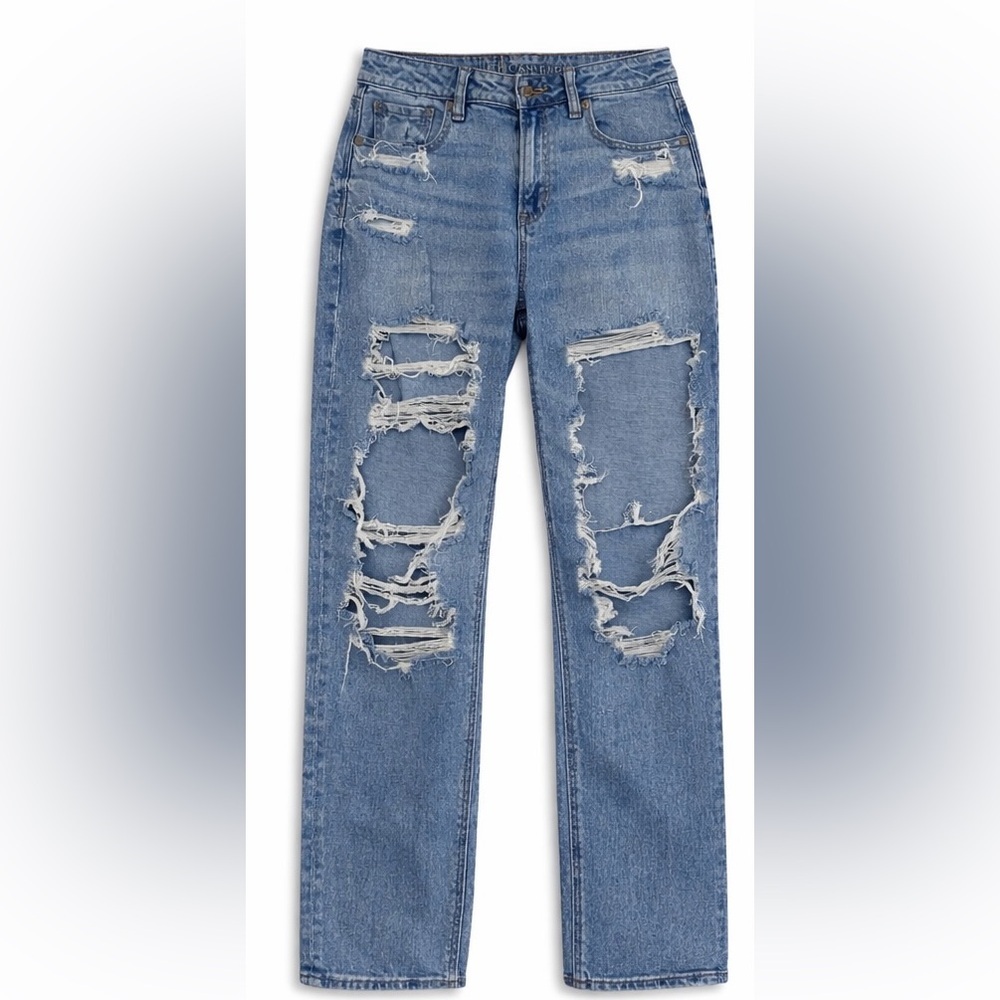 American Eagle Women's Distressed Ripped Jeans - Size 4 - Trendy High-Rise -